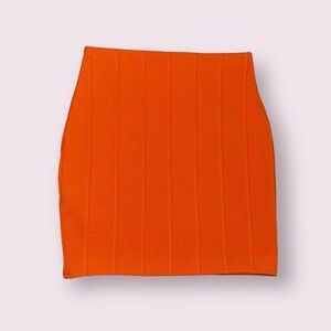 Missguided Ribbed Mini Skirt - Bright Orange Fitted Summer Style, Size 2